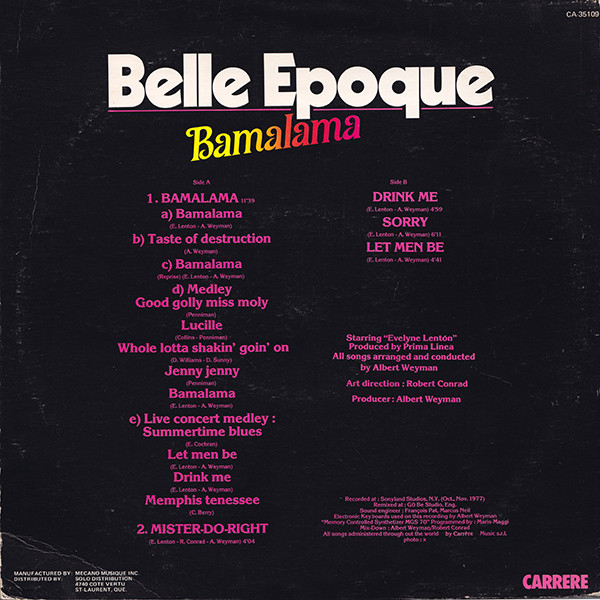 Belle Epoque - Bamalama [Vinyl] | Carrere (CA-35109) - 2