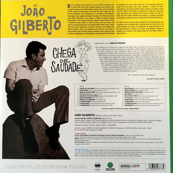 João Gilberto - Chega De Saudade | WaxTime In Color (950693) - 2 João Gilberto - Chega De Saudade | WaxTime In Color (950693) - 2