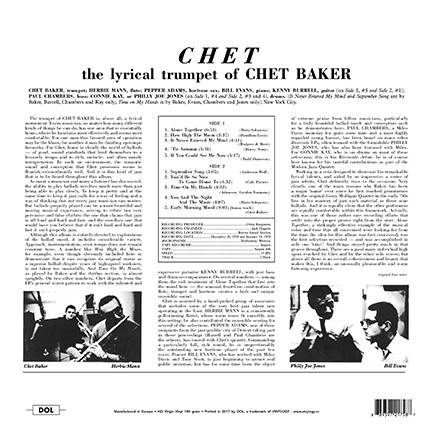 Chet Baker - The Lyrical Trumpet Of Chet Baker | Dol (DOL758HG) - 2