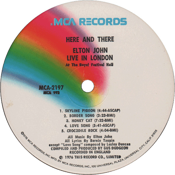 Elton John - Here And There | MCA Records (MCA-2197) - main Elton John - Here And There | MCA Records (MCA-2197) - main