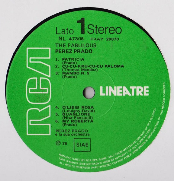Perez Prado - The Fabulous Perez Prado | RCA (NL 47305) - main Perez Prado - The Fabulous Perez Prado | RCA (NL 47305) - main