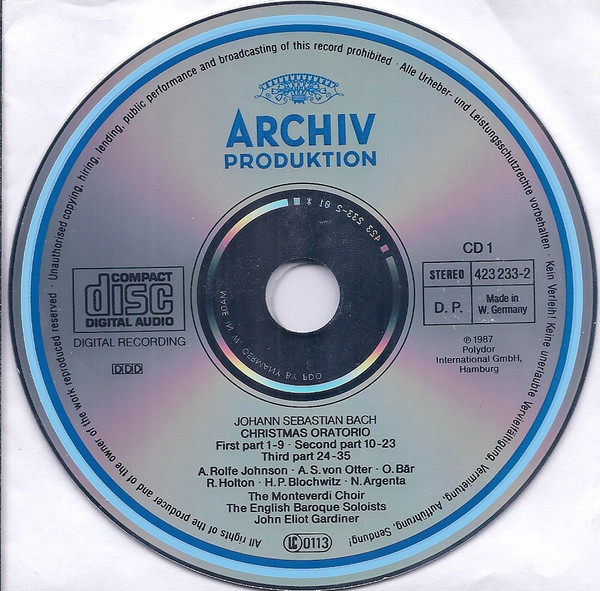 Johann Sebastian Bach - John Eliot Gardiner - Christmas Oratorio = Weihnachtsoratorium = Oratorio De Noël | Archiv Produktion (423 232-2) - 3