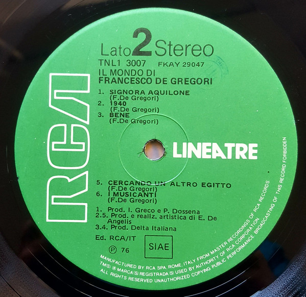 Francesco De Gregori - Il Mondo Di Francesco De Gregori | RCA (TNL1 3007) - 4 Francesco De Gregori - Il Mondo Di Francesco De Gregori | RCA (TNL1 3007) - 4