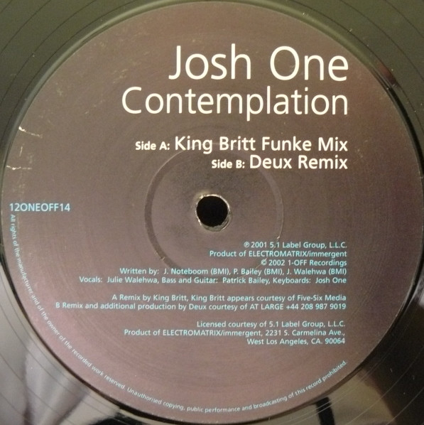 Josh One - Contemplation | 1-Off Recordings (12ONEOFF14) - 4
