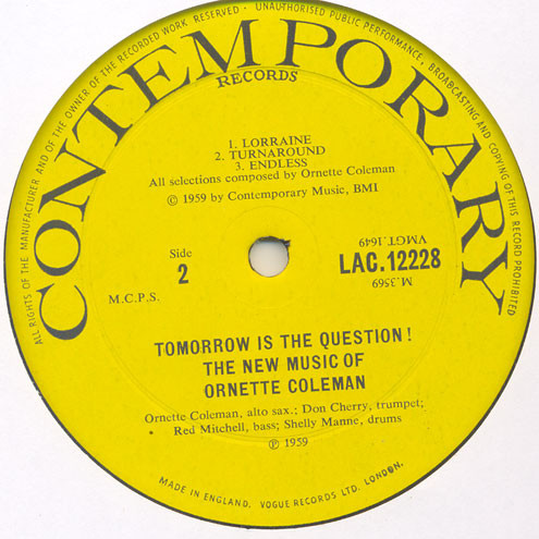 Ornette Coleman - Tomorrow Is The Question! | Contemporary Records (LAC 12228) - 3 Ornette Coleman - Tomorrow Is The Question! | Contemporary Records (LAC 12228) - 3