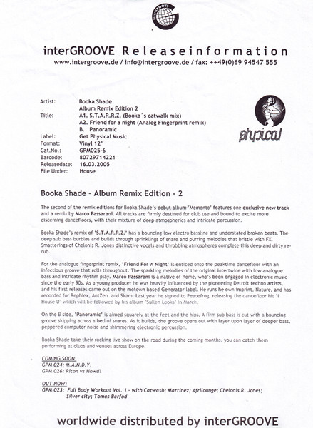 Booka Shade - Memento (Album Remixes) 2 | Get Physical Music (GPM 025) - 3