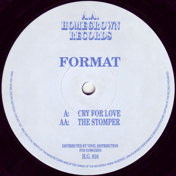 Format - Cry For Love / The Stomper | Homegrown Records (H.G. 016) - main