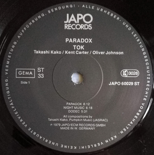 TOK - Paradox | Japo Records (JAPO 60029) - 4