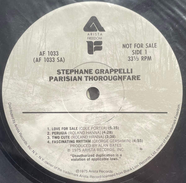 Stéphane Grappelli - Parisian Thoroughfare | Arista (AF 1033) - 3