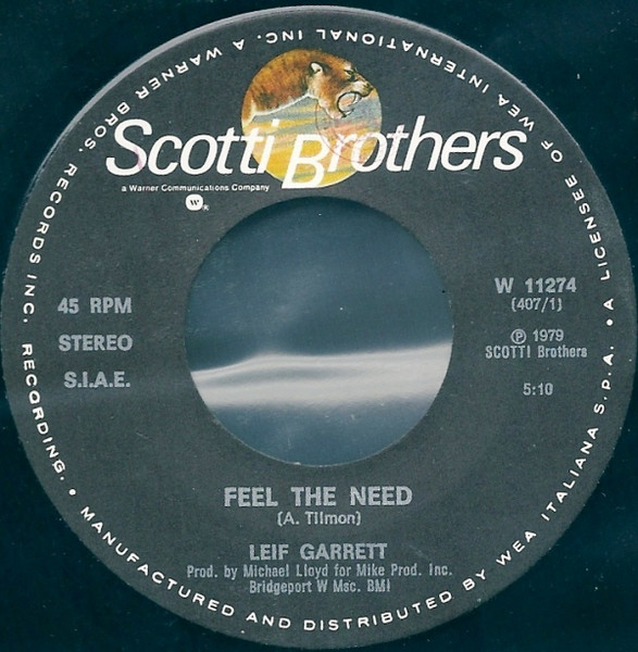 Leif Garrett - Feel The Need / New York City Nights | Scotti Bros. Records (W 11274) - 3 Leif Garrett - Feel The Need / New York City Nights | Scotti Bros. Records (W 11274) - 3