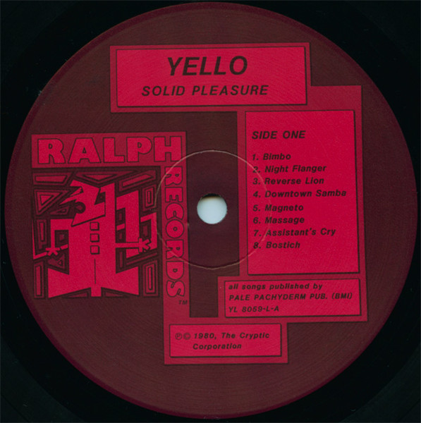 Yello - Solid Pleasure | Ralph Records (YL 8059-L) - 3