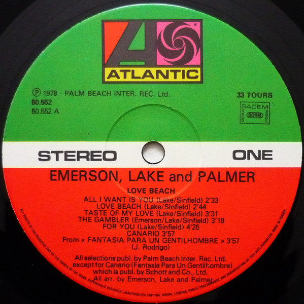 Emerson, Lake & Palmer - Love Beach | Atlantic (50 552) - 3 Emerson, Lake & Palmer - Love Beach | Atlantic (50 552) - 3