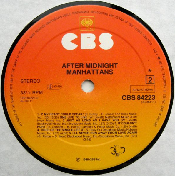 Manhattans - After Midnight | CBS (CBS 84223) - 4