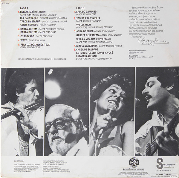 Antonio Carlos Jobim - Vinicius de Moraes - Toquinho - Miucha - Gravado Ao Vivo No Canecão | Som Livre (403.6142) - 2 Antonio Carlos Jobim - Vinicius de Moraes - Toquinho - Miucha - Gravado Ao Vivo No Canecão | Som Livre (403.6142) - 2