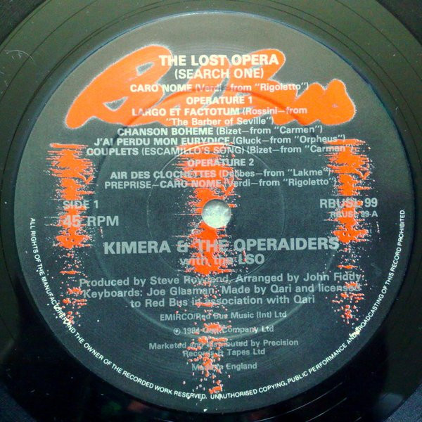 Kimera & The Operaiders With The London Symphony Orchestra - The Lost Opera | Red Bus Records (RBUSL 99) - main