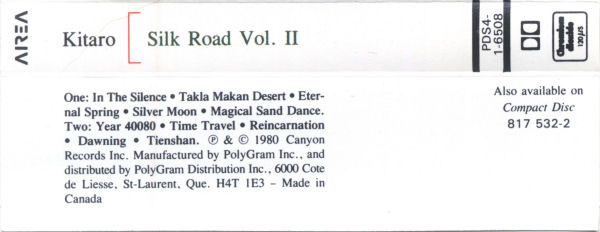 Kitaro - Silk Road II | Airea (PDS4-1-6508) - 2 Kitaro - Silk Road II | Airea (PDS4-1-6508) - 2