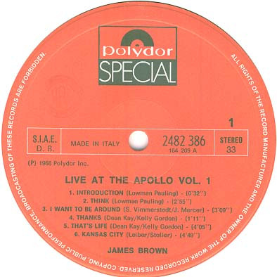 James Brown - Live At The Apollo, Vol. 1 | Polydor (2482 386) - 3 James Brown - Live At The Apollo, Vol. 1 | Polydor (2482 386) - 3