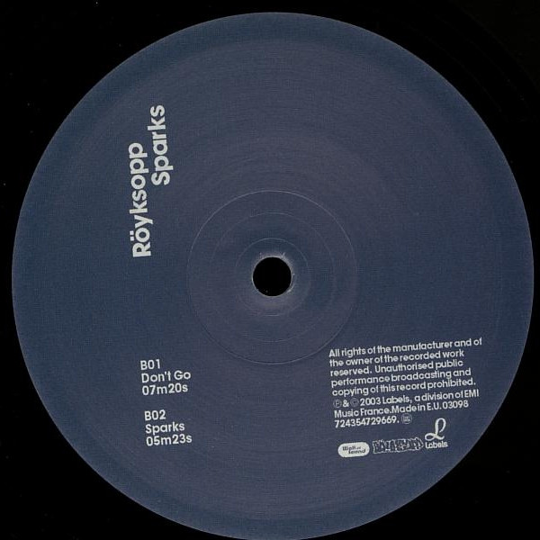 Röyksopp - Sparks | Labels (7243 5472966 9) - 4