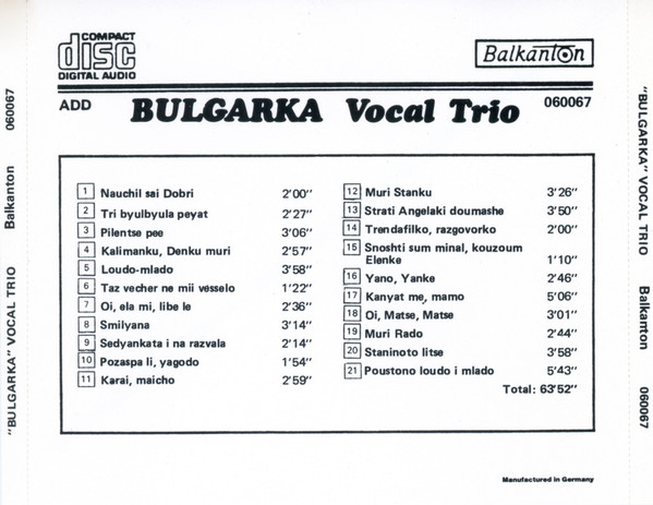 The Trio Bulgarka - Bulgarka Vocal Trio | Балкантон (060067) - 2