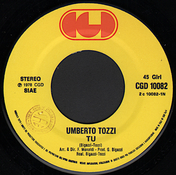Umberto Tozzi - Tu | CGD (CGD 10082) - 3