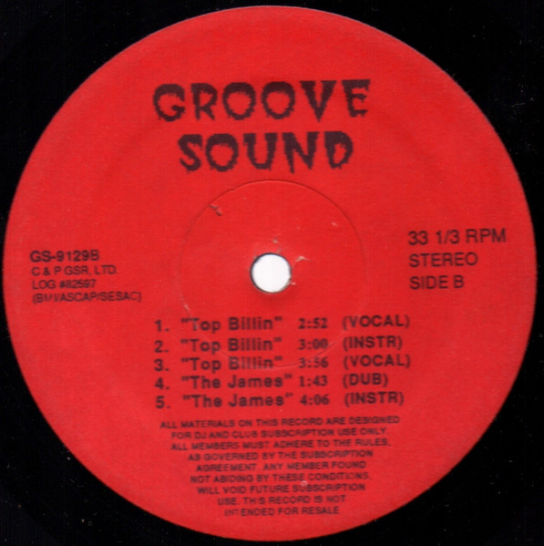 Various - Top Billin / Do The James / Rock The Bells / I Need A Beat / La-Di-Da-Di | Groove Sound (GS-9129) - 2
