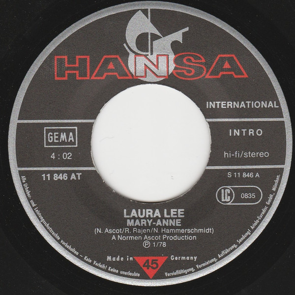 Laura Lee - Mary Anne / Pallet On Your Floor | Hansa International (11 846 AT) - 2