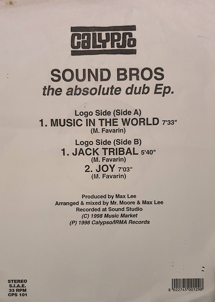 Sound Bros - The Absolute Dub EP | Calypso Records (CPS 101) - main