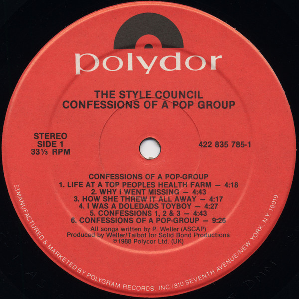 The Style Council - Confessions Of A Pop Group | Polydor (835 785-1) - 3 The Style Council - Confessions Of A Pop Group | Polydor (835 785-1) - 3