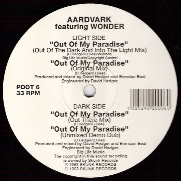 Aardvark Featuring Wonder - Out Of My Paradise | Skunk Records (POOT 6) - main Aardvark Featuring Wonder - Out Of My Paradise | Skunk Records (POOT 6) - main
