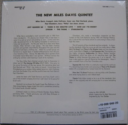 The Miles Davis Quintet - Miles | Original Jazz Classics (OJC-006) - 2