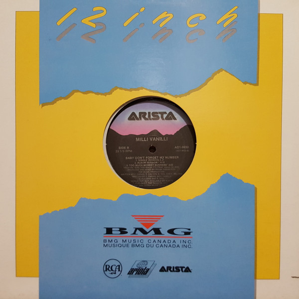 Milli Vanilli - Baby Don't Forget My Number (12") [Vinyl] | Arista (AD1-9833) - 2