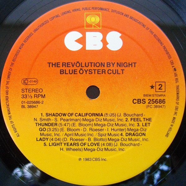 Blue Öyster Cult - The Revölution By Night | CBS (CBS 25686) - 4 Blue Öyster Cult - The Revölution By Night | CBS (CBS 25686) - 4
