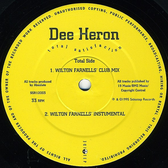 Dee Heron - Total Satisfaction | Sidestep Records (SSR12003) - 3 Dee Heron - Total Satisfaction | Sidestep Records (SSR12003) - 3