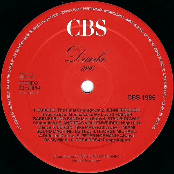 Various - Danke '86 | CBS (CBS 1986) - 4