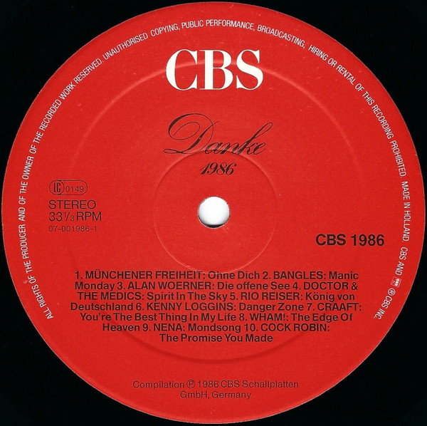 Various - Danke '86 | CBS (CBS 1986) - 3