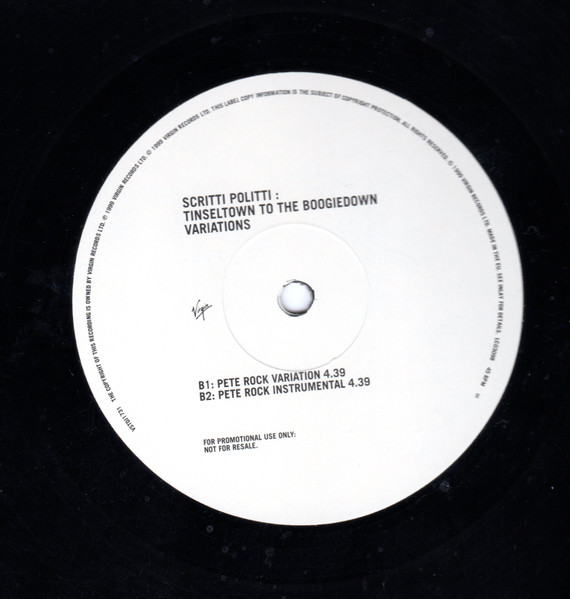 Scritti Politti - Tinseltown To The Boogiedown : Variations | Virgin (VSTDJ1731) - 3