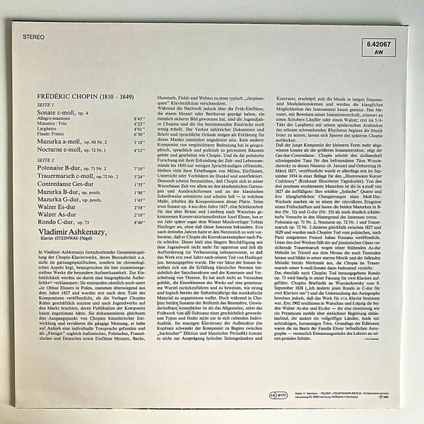 Vladimir Ashkenazy Spielt Frédéric Chopin - Vladimir Ashkenazy Spielt Chopin - Vol. 4 | Decca (6.42067 AW) - 3