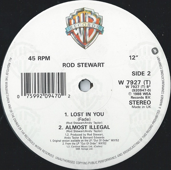 Rod Stewart - Lost In You (Extended Remix) (12") [Vinyl] | Warner Bros. Records (W7927T) - 4