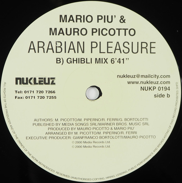 Mario Più & Mauro Picotto - Arabian Pleasure | Nukleuz (NUK P 0194) - 3