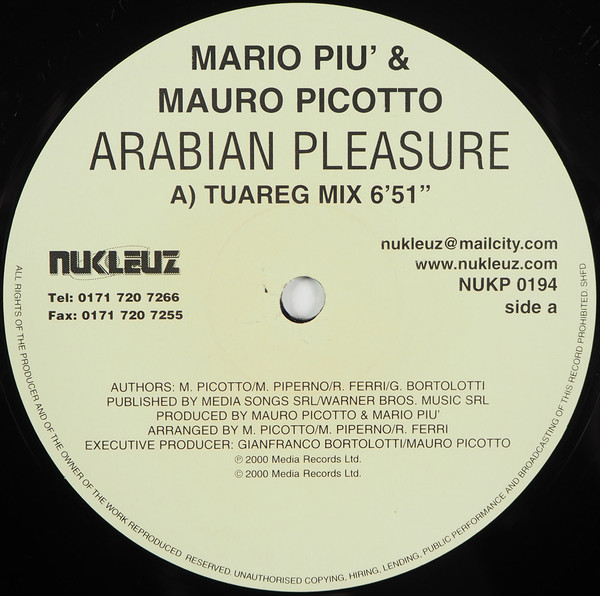 Mario Più & Mauro Picotto - Arabian Pleasure | Nukleuz (NUK P 0194) - 2