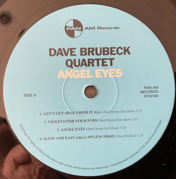 The Dave Brubeck Quartet - Angel Eyes | Pan Am Records (9152330) - 3 The Dave Brubeck Quartet - Angel Eyes | Pan Am Records (9152330) - 3