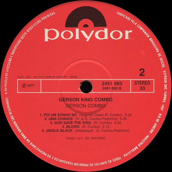 Gerson King Combo - Gerson King Combo | Polydor (2451093) - 3