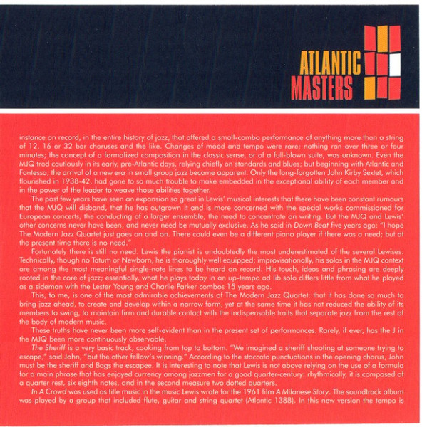 The Modern Jazz Quartet - The Sheriff | Warner Jazz (8122-73520-2) - 4