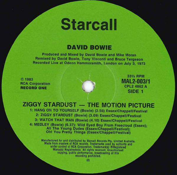 David Bowie - Ziggy Stardust - The Motion Picture | Starcall Records (MAL2 003) - 4 David Bowie - Ziggy Stardust - The Motion Picture | Starcall Records (MAL2 003) - 4