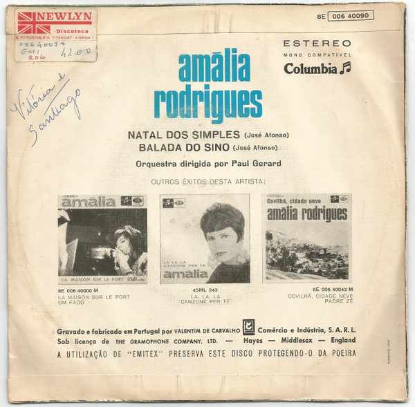 Amália Rodrigues - Natal Dos Simples | Columbia (8E 006 40090) - 2