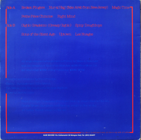 Blaine L. Reininger - Broken Fingers | Les Disques Du Crépuscule (TWI 068) - 2
