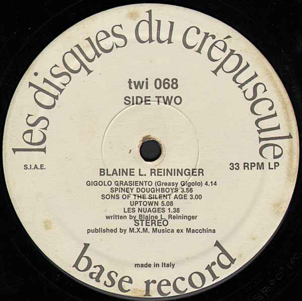 Blaine L. Reininger - Broken Fingers | Les Disques Du Crépuscule (TWI 068) - 4