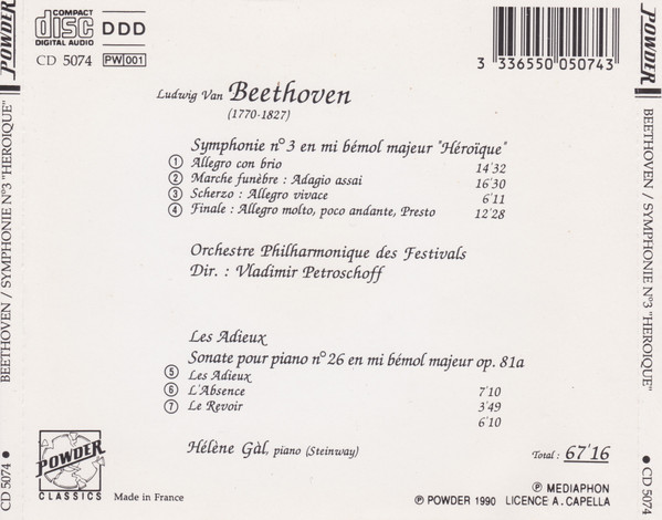 Ludwig van Beethoven - Symphonie N°3 "Héroïque" | Powder (CD 5074) - 2 Ludwig van Beethoven - Symphonie N°3 "Héroïque" | Powder (CD 5074) - 2