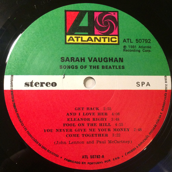 Sarah Vaughan - Songs Of The Beatles | Atlantic (ATL 50792) - 2