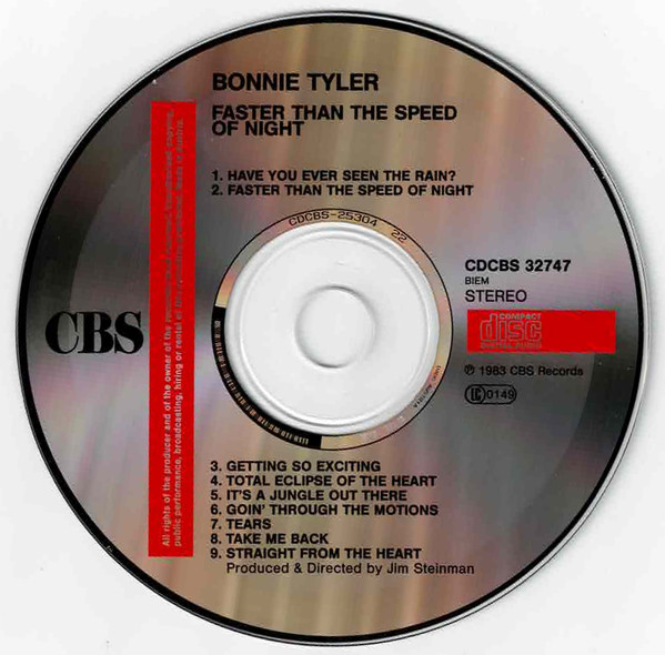Bonnie Tyler - Faster Than The Speed Of Night | CBS (CDCBS 32747) - 3